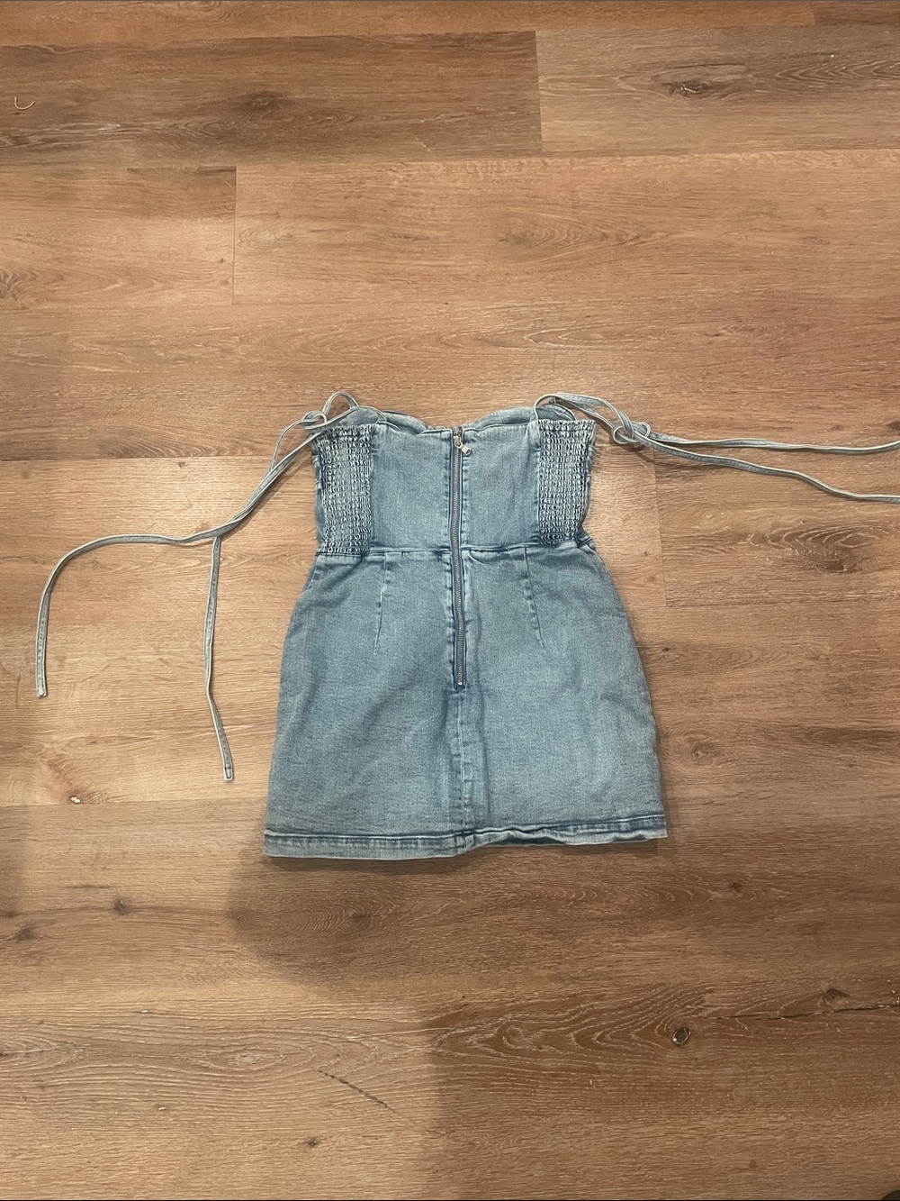 Amanda Uprichard Light Blue Denim Strapless Mini Dress
